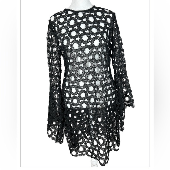 N/Nicholas Revolve Black Lace Crochet Dress Cocktail Witchy Whimsigoth Sexy - Picture 12 of 14